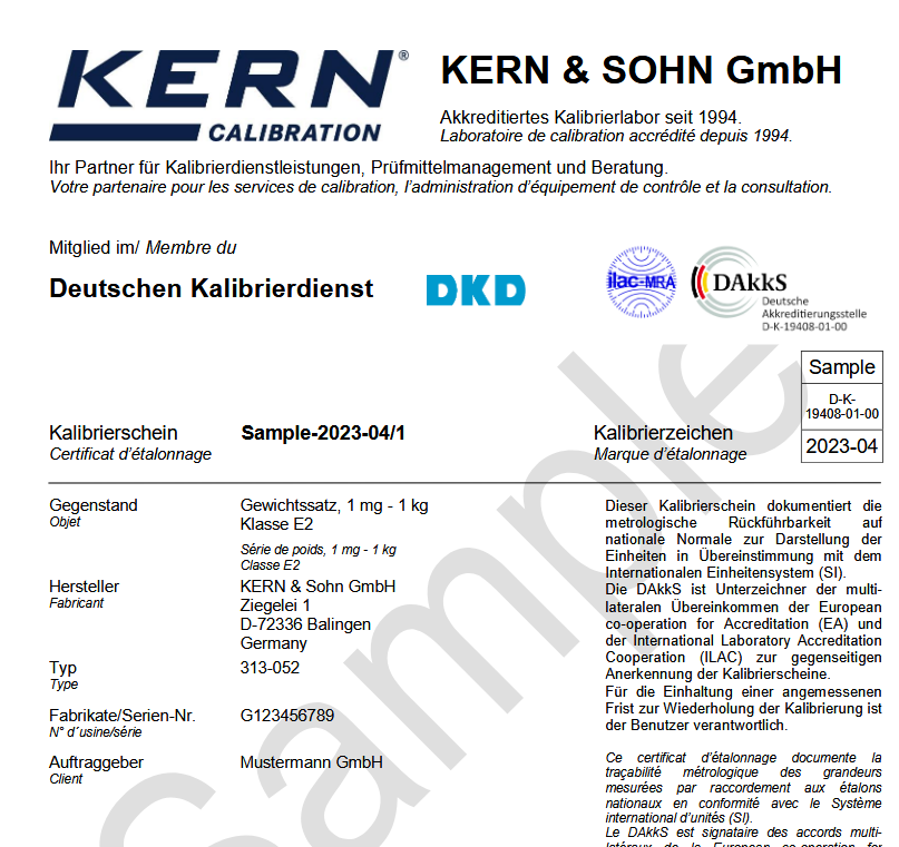 Musterkalibrierscheine